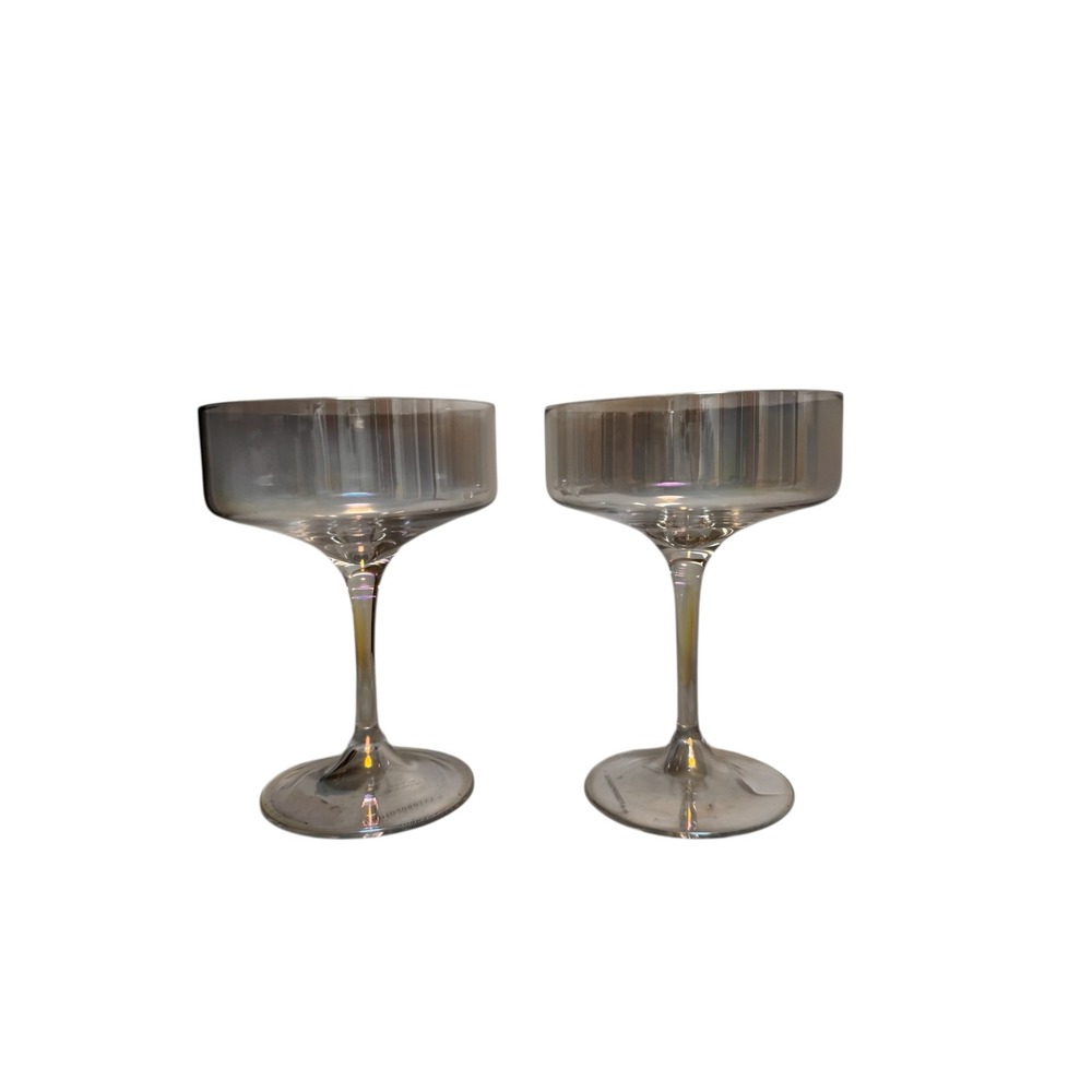 NWT Anthropologie Iridescent Morgan Coupe‎ Glasses Set of 2 Cocktail Barware